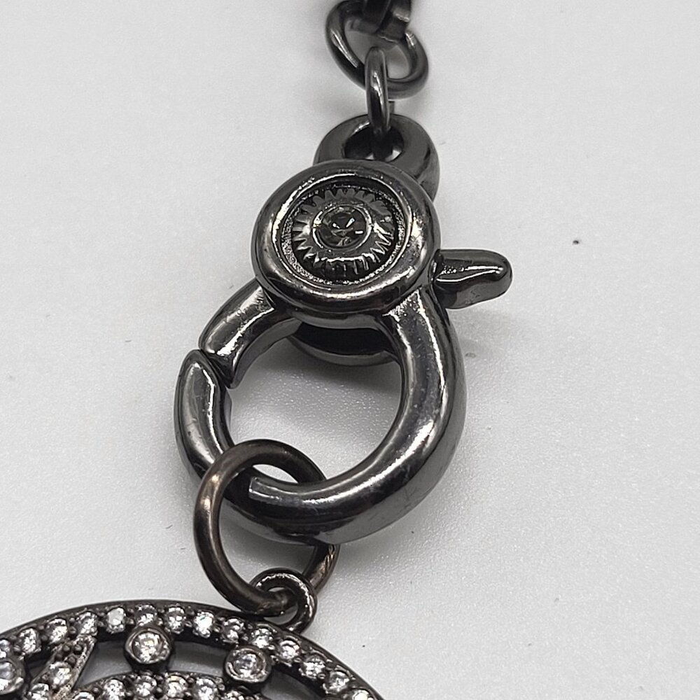 Marlyn Schiff Sugar Skull Rhinestone Pendant Necklace Gunmetal - Picture 6 of 10